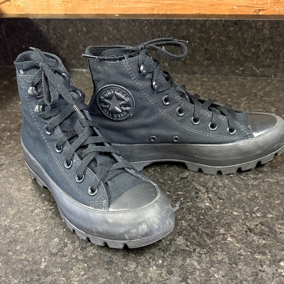 Converse All-star Black on Black Lugged Sole High Tops - Size 7.5 - Picture 3 of 6
